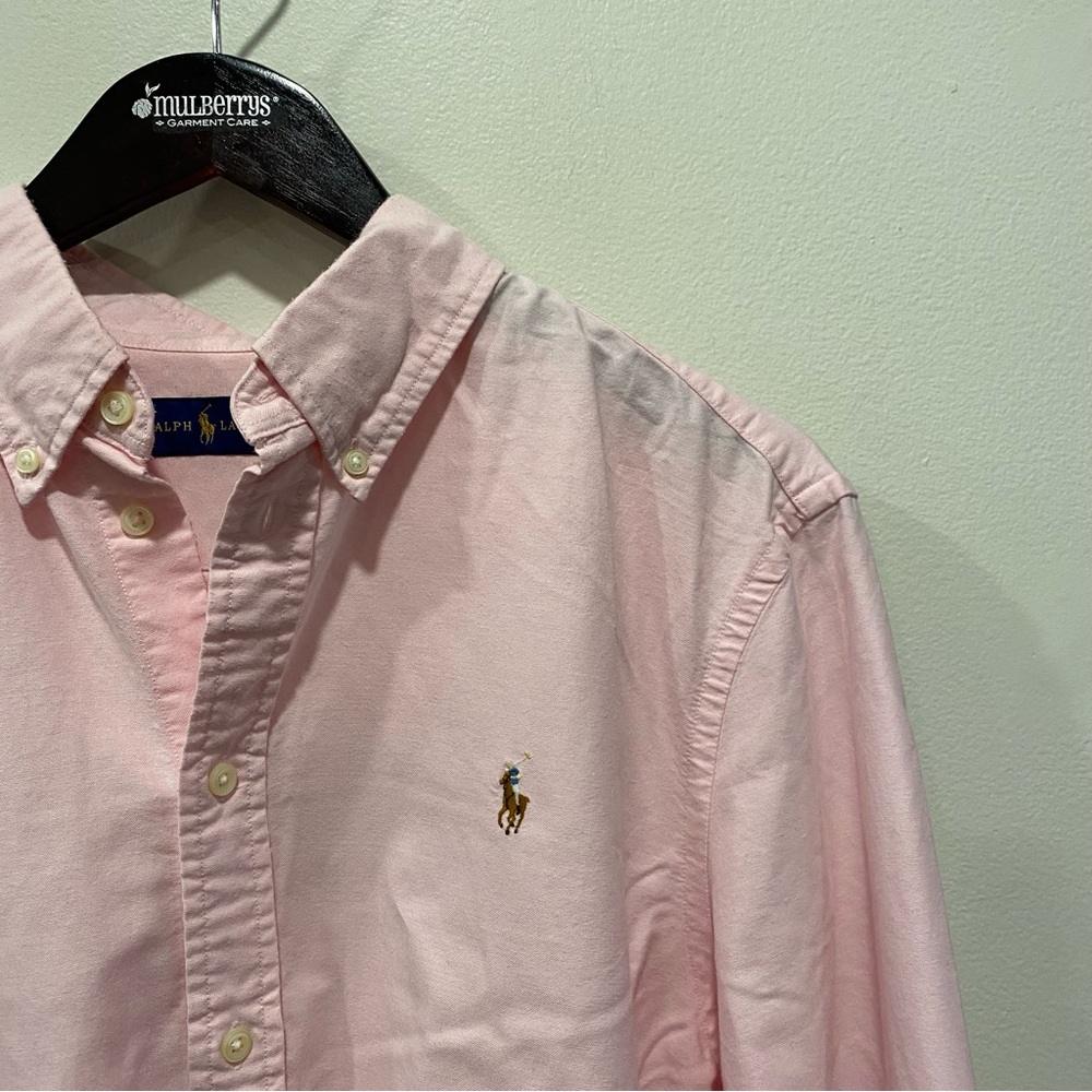 Ralph Lauren pink tie front button closure shirt size XL 100% cotton preppy - Picture 4 of 11